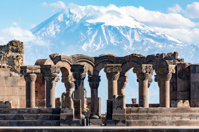 Ruins of the Zvartnos temple in Yerevan, Armenia